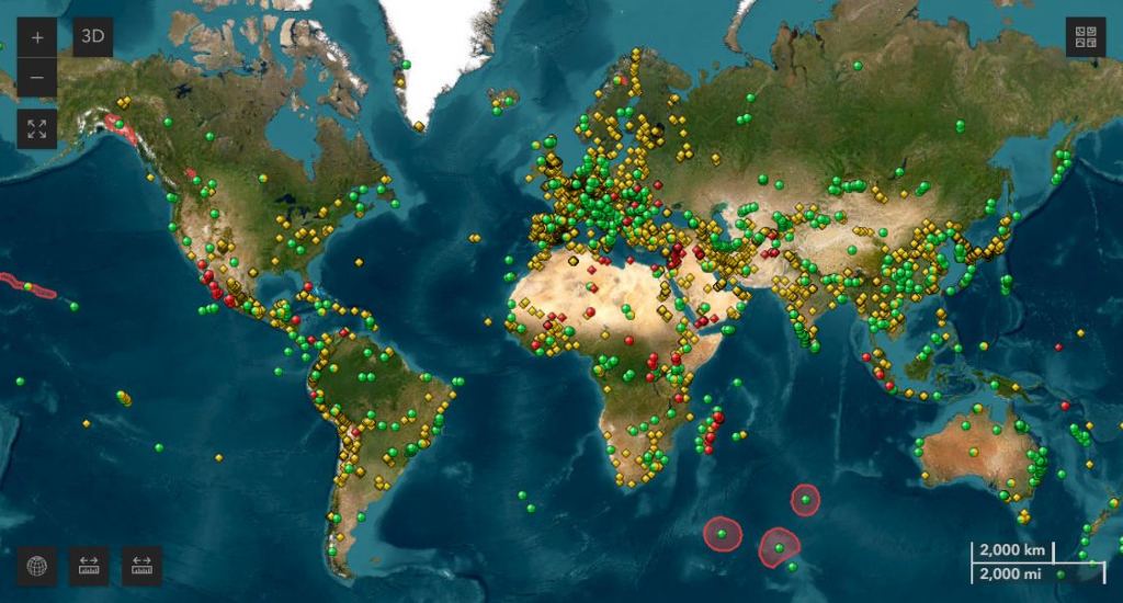 This UNESCO list of heritage sites shows both natural and cultural heritage sites, including ones that are considered to be in danger. Click the image to visit the site and explore the map. Image Credit: UNESCO