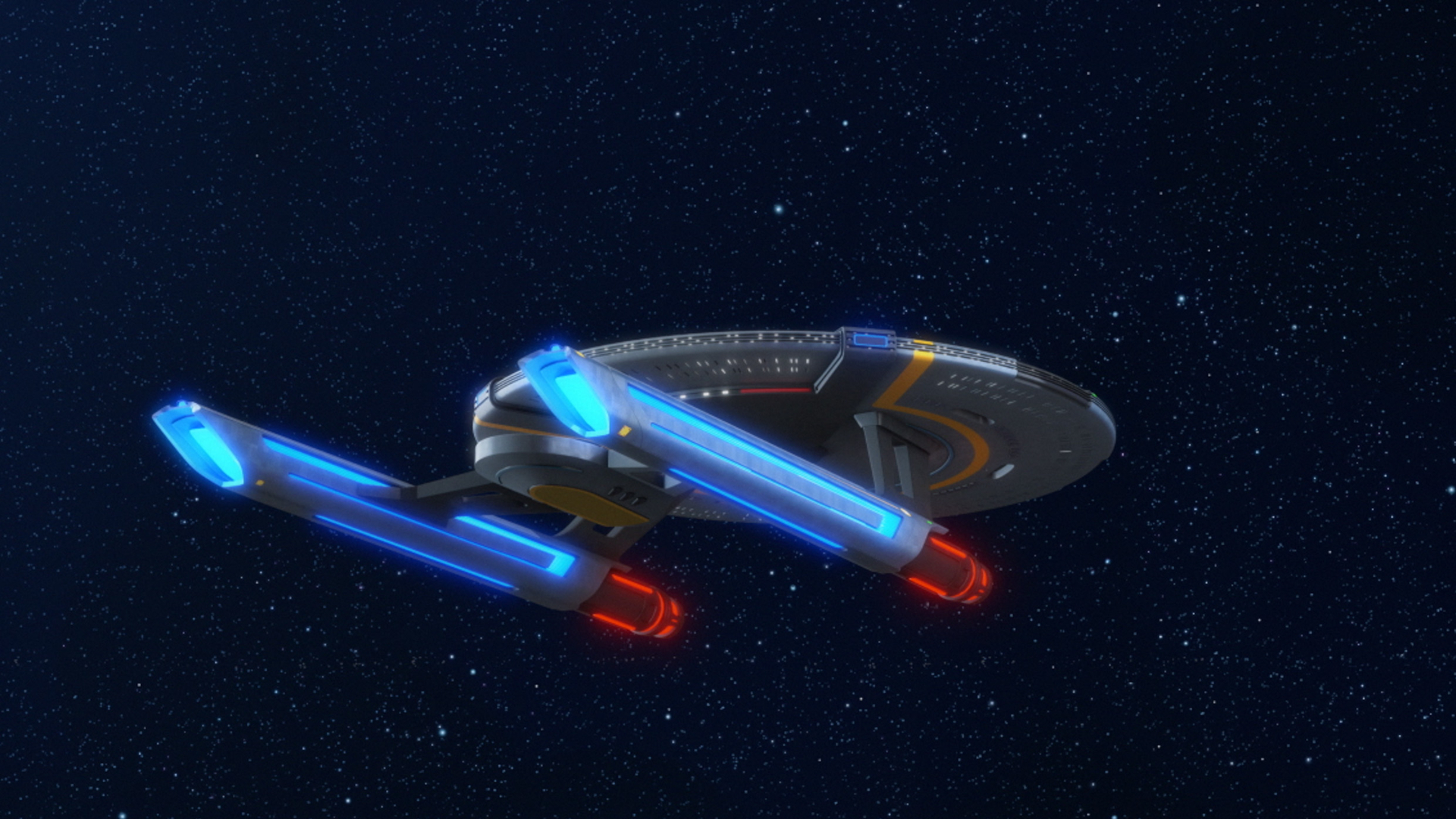 The USS Cerritos, a twin-nacelle spaceship from Star Trek Lower Decks