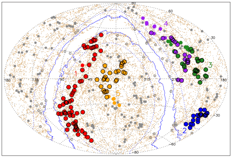 Quipu: A globe-shaped map with different colored dots, with the most dots being red and stretching almost from top to bottom.