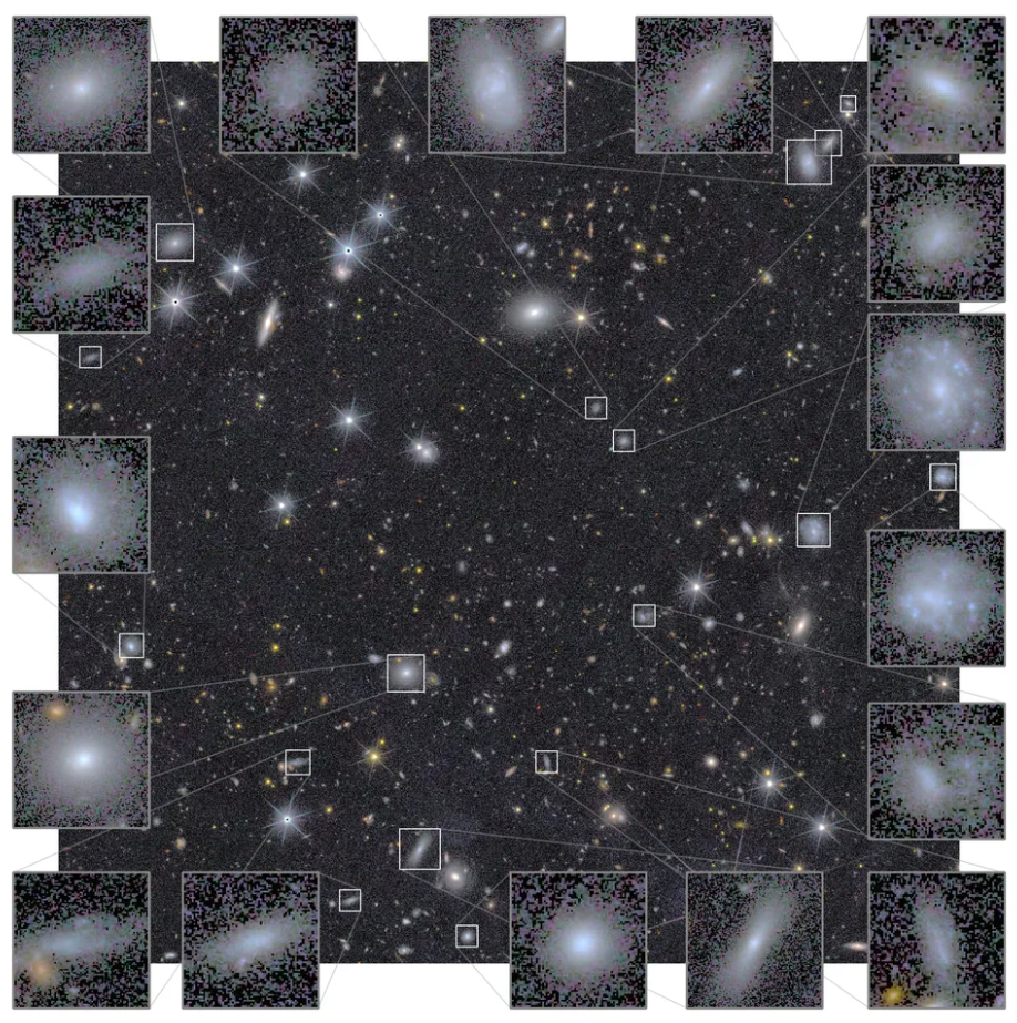 The inset from the header showing some of the dwarf galaxies Euclid Secured.
