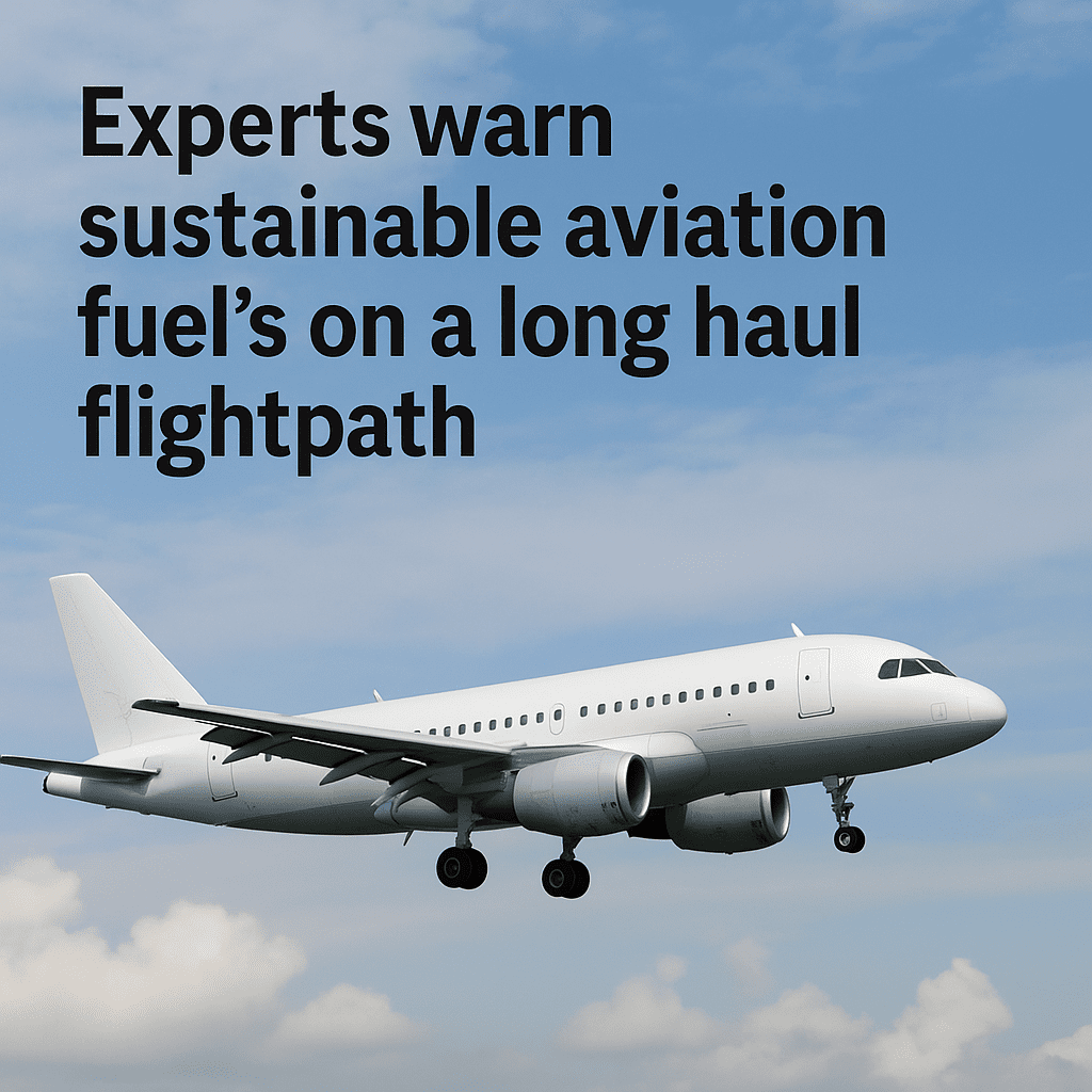 create an image for the blog post Experts warn sustainable aviation fuel’s on a long haul flightpath