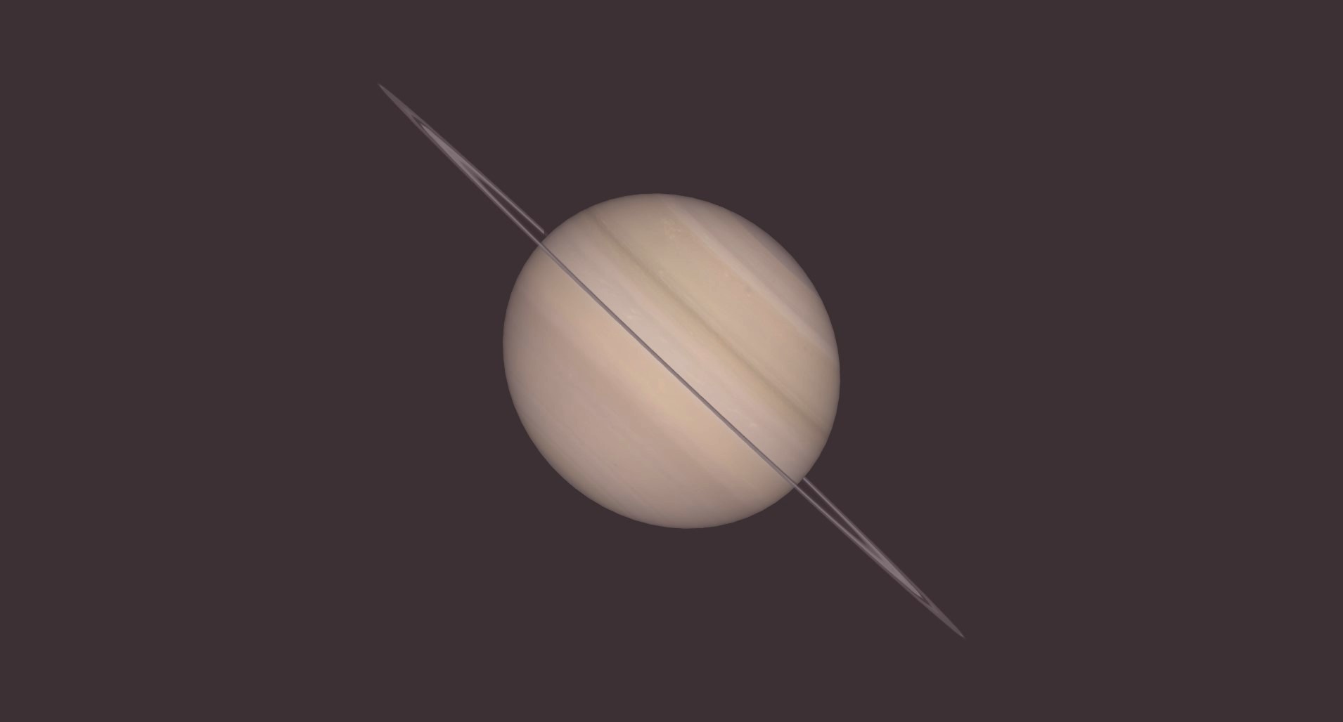 a ringed, pale yellow Heavenly body in the night sky