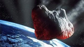 An artist's illustration of an Cosmos rock headed for Earth.
