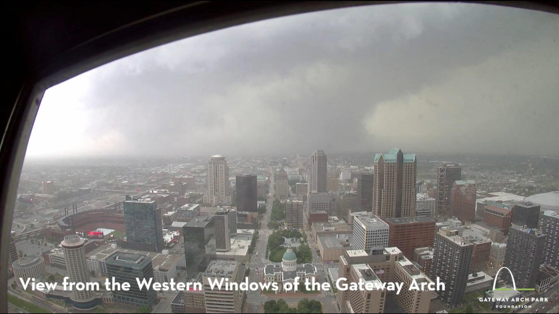 A-photo-from-the-iconic-St.-Louis-Gateway-Arch-gives-a-wide-view-from-the-western-windows.-This-view-looks-upon-downtown