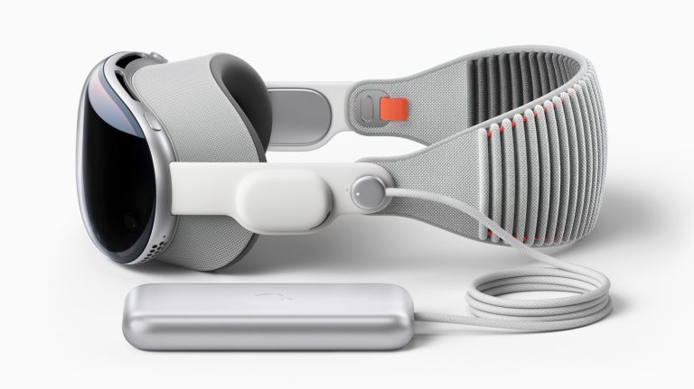 Apple Vision Pro AR/VR and battery pack.